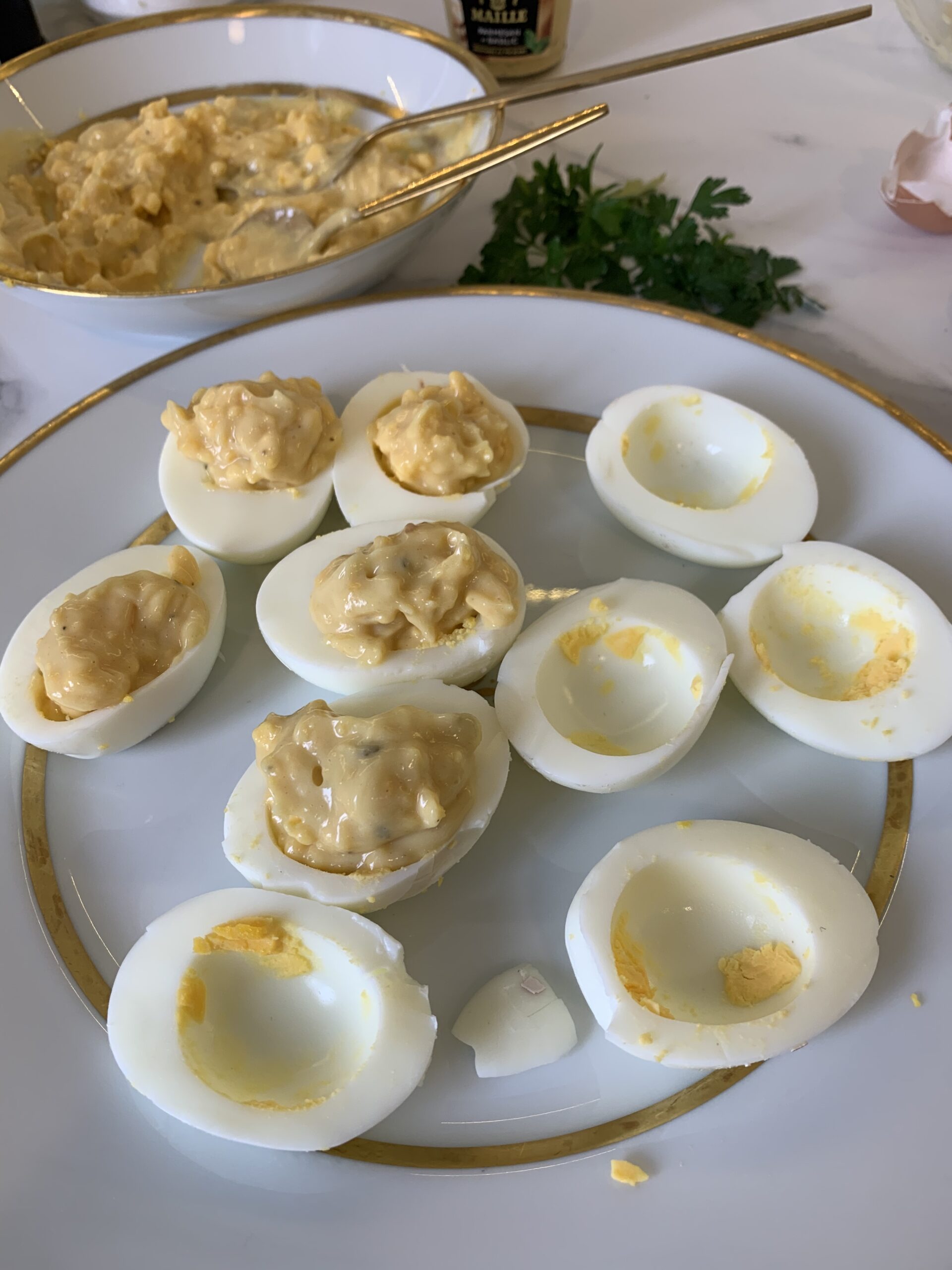 Deviled egg, egg Mimosa classic French recipe and its variations