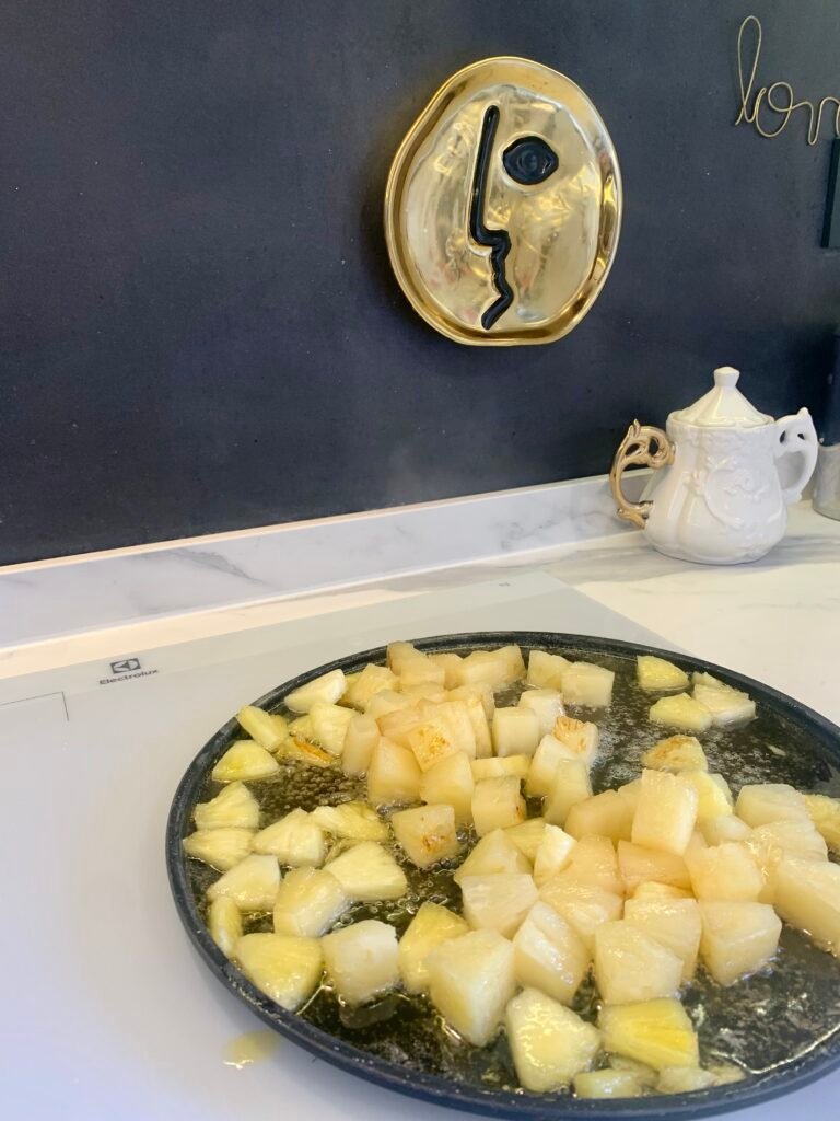 light caramelization of the pineapples