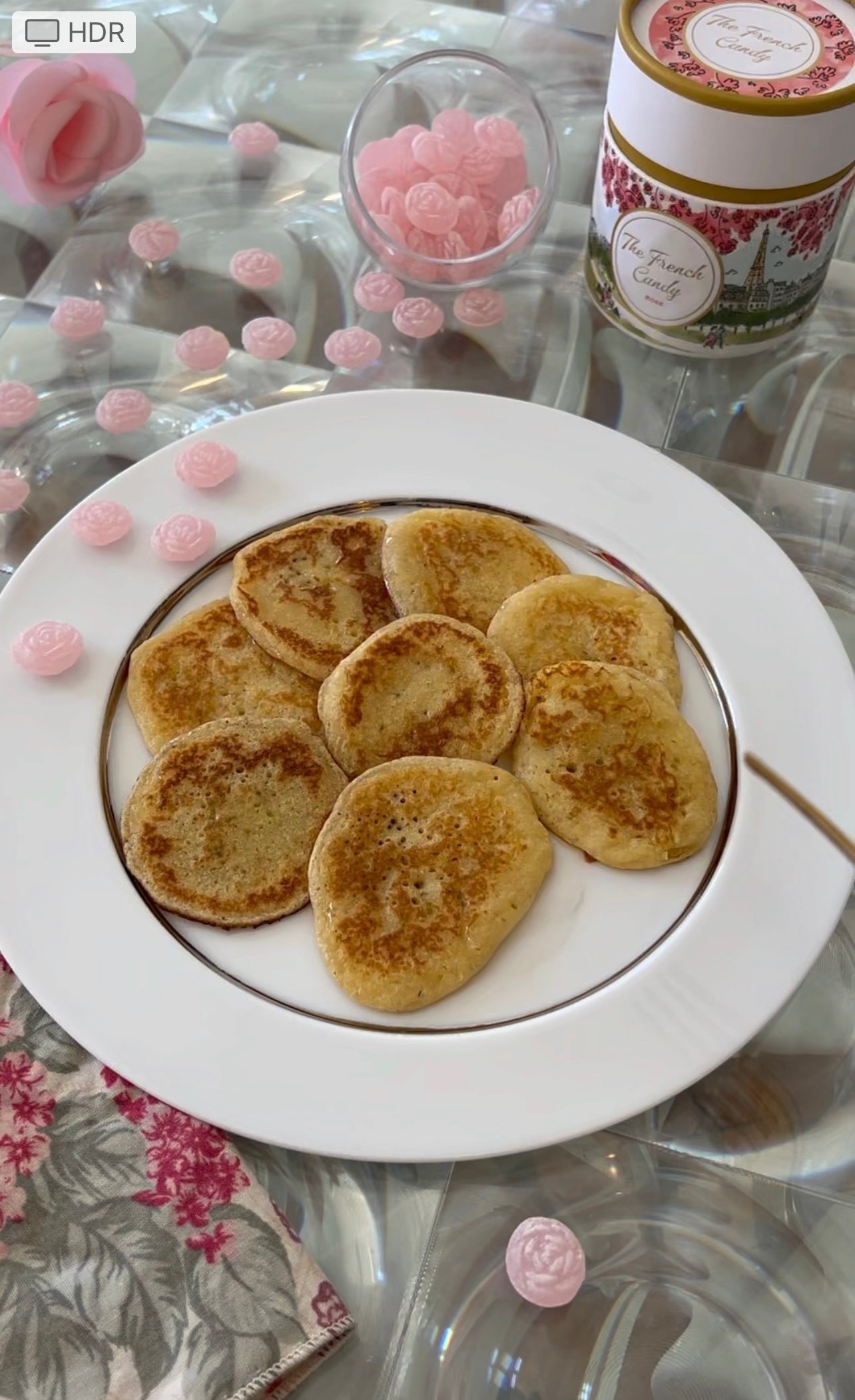 French Pancakes like small crepe with Rose flavor