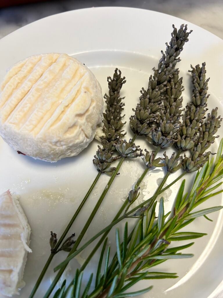 Goat cheese, Lavender and Rosemary for a Roasted Fig 